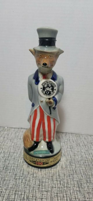 Vintage Jim Beam Fox Tophat Red Stripe Bottle & Specialty Club Decanter