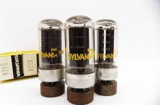 3 N.  O.  S Vintage Sylvania 5az4 Black Plates Vacuum Tubes.  W/matched Codes