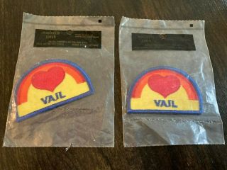 Vintage Ski Patch Vail (2) Rainbow Heart In Package