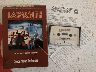 Labyrinth Vintage Atari 400 / 800 Computer Game Cassette W/ Instructions