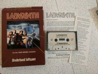 Labyrinth Vintage Atari 400 / 800 Computer Game Cassette w/ Instructions 3