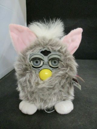 Furby All Gray White Pink Ears Vintage 1998 Model 70 - 800