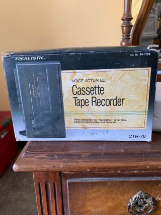 Vintage Realistic Ctr - 76 Voice Actuated Cassette Tape Recorder W Box Paperwork