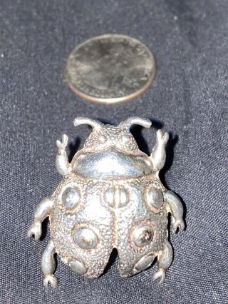 Adorable Vintage Taxco Sterling Silver Ladybug Brooch Made In Mexico