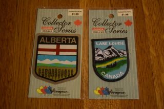 Vintage Lake Louise Canada Sew On Patch And Alberta Decal Sticker Old Stock