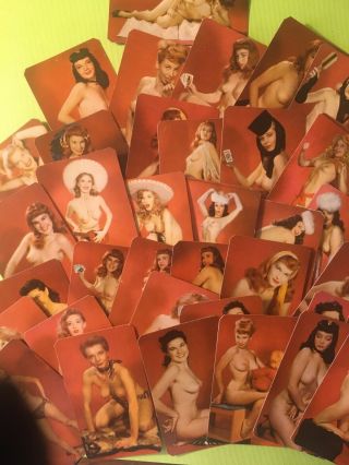 Vintage 1950 ' s Nude Risque Pin - up Girl Models Of All Nations Cards 3