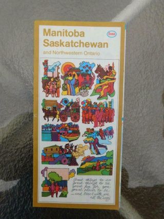 Manitoba Saskatchewan Northwestern Ontario Road Map Esso Advertising 1967