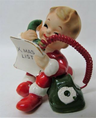 Vintage Josef Originals Boy With Christmas List Phone Figurine W339