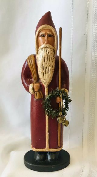 Vtg C Royston Santa Wood Carved Folk Art 1985 Olde Christmas Signed 11” Tall