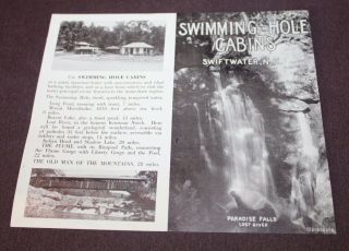 Vintage 1936 Advertising Pamphlet Swimming Hole Cabins Swiftwater,  Hampshire
