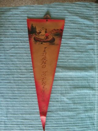 Vintage Colorful Hand Painted Leather Pennant Souvenir Idaho Springs Colorado