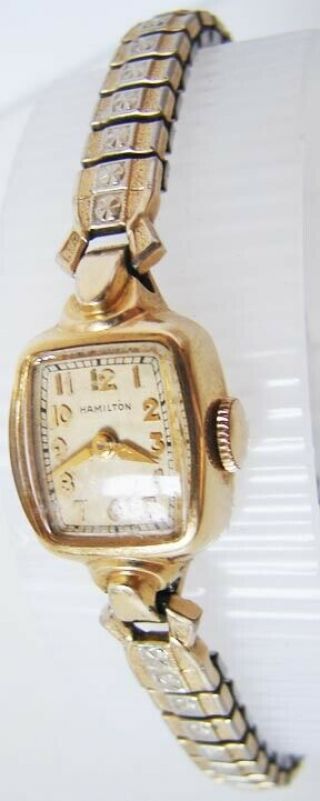 Vintage Hamilton 14k Gold Filled 17 Jewels 750 Ladies Watch Keeps Accurate Time