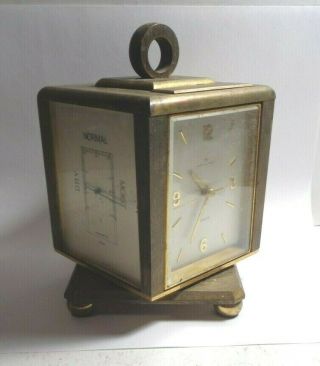 Vintage Hamilton Electronic Swiss Desk Clock W/ Rotating Weather Station Runs