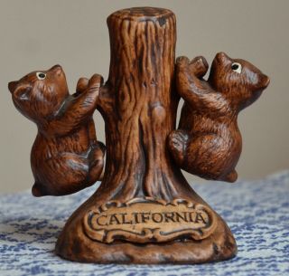 Bears In Tree Salt & Pepper Shakers California Souvenir Hanger Treasure Craft Us