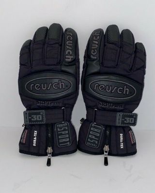 Vintage Reusch Leather Us Ski Team Sport Racing Gloves Black Size Large