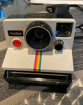 Vintage Polaroid Sx 70 One Step Land Camera With Rainbow Stripe