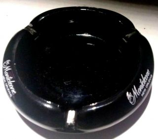 Vintage 4.  25 " Black Amethyst Glass Ashtray " The Monteleone " Orleans Heavy