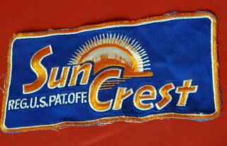 Large Vintage Sun Crest Soda Drink Embroidered Twill Advertising Driver Patch