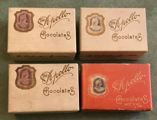 4 Vintage The Apollo Chocolates Candy Boxes - F.  H.  Roberts Co.  Boston,  Mass