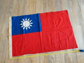 Vintage Linen Stitched Flag Of Taiwan Or The Republic Of China 24 " By 38 "
