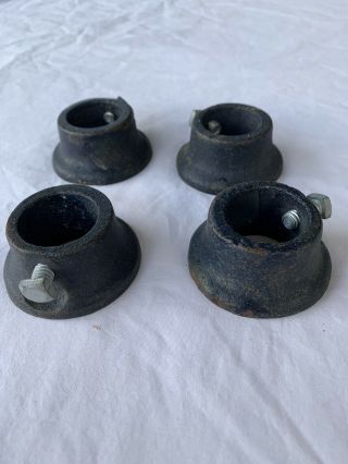 Four Vintage Iron Weight Plate Locking Collars Dumbbell Bench Bar Inner Outer
