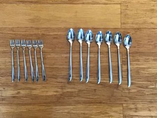 Vtg Oneida Community Twin Star Stainless Flatware Iced Tea Spoons Cocktail Forks