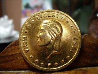 1957 Mana Liberty Carolina Solo Dollar,  Charlotte Coin Club Medal Scarce