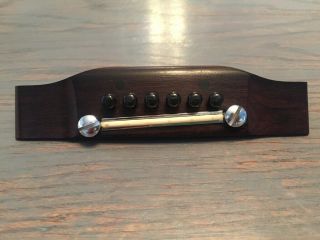 Vtg Rosewood Bridge - Pins - Adjustable Saddle 6 - String From 70s Epiphone Japan