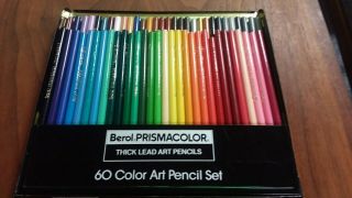 Vintage Berol Prismacolor 60 Color Art Set No 960 Colored Pencils Metal Tin Usa