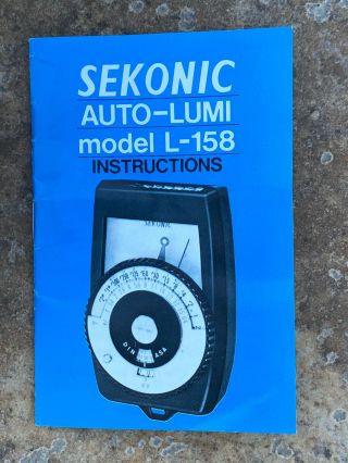 Vintage Sekonic Auto - Lumi Light Meter Model L - 158 Pre - Owned with Instructions 3