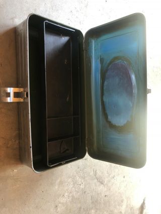 Vintage Tombstone Metal Portable Locking Tool Box W/ Tray
