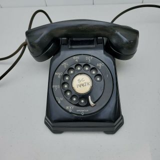 Vintage 1960 " S Stromberg - Carlson Model 1443 Black Bakelite Rotary Desk Telephone