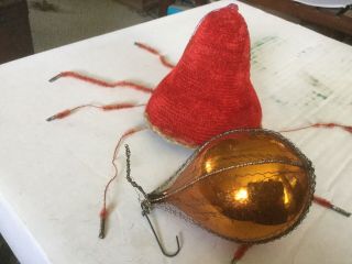 20’s 30’s Vintage Christmas Ornaments Chenille Bell Wire Wrapped Teardrop