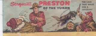Vintage Sergeant Preston Of The Yukon Mini Comic Quaker Giveaway Promo