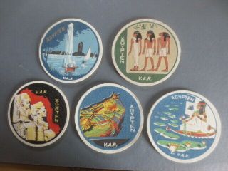 Set Of 5 V.  A.  R Egypt Tourism `1950,  S Issue Promotion Coasters