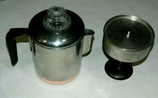 Vtg Revere Ware Copper Clad Stove Top 6 Cup Percolator Pre - 68 Coffee Pot 2363973