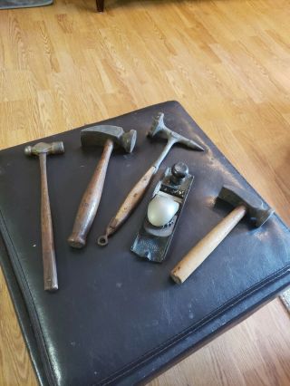 Vintage Wood Handle Tools Old Hammers