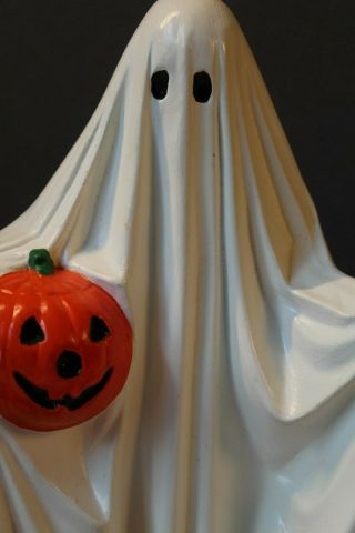 Vintage Halloween Byron Molds 1972 Ceramic Ghost with Jackolantern Tiny Chip 2