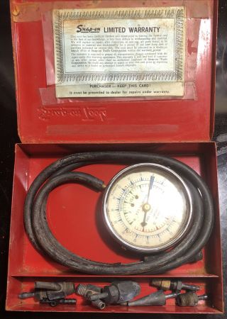 Vintage Snap On Tools Vacuum,  Fuel Pump Pressure Gauge