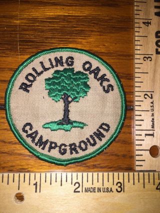 Vintage Rolling Oaks Campground Sheridan Illinois Il Embroidered Badge Patch