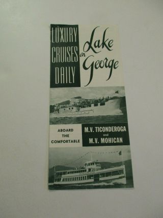 Vintage Luxury Cruises Daily Lake George Ny Brochure Pamphlet Map Boxv
