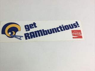 Vintage 1984 Nfl Los Angeles Rams Football Helmet Bumper Sticker Coca Cola
