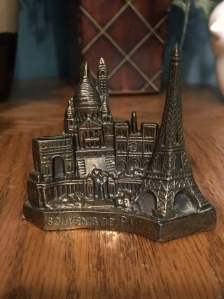 Vintage Pot Metal Souvenir De Paris Figurine Eiffel Tower Big Ben Arc De Triomph