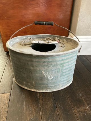 Vintage Green River Minnow Bucket Bait Pail Bait Bucket With Wood Handle