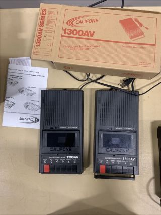 2 (two) Vintage Califone 1300av Portable Cassette Tape Recorder Player Deck