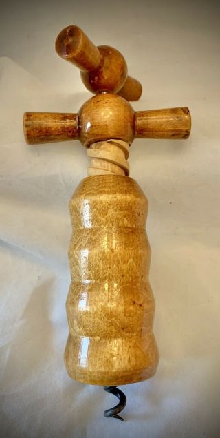 Vintage Wooden Double Handle Corkscrew Wine Opener