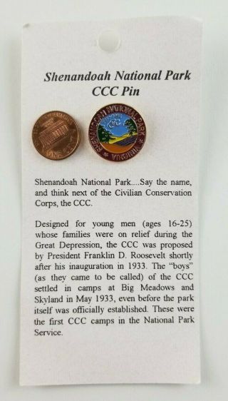 Shenandoah National Park Virginia Civilian Conservation Corps Hiking Lapel Pin