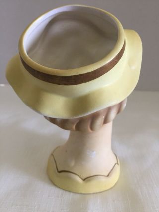Vintage Lady Head Vase,  TILSO,  Japan,  5 3/4” Tall Dressed In Yellow 3