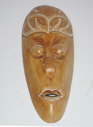 Vintage Hand Carved Wood Decorative Tribal Face Mask 12 " Wall Hanging