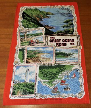 Vintage Retro Souvenir Linen/cotton Tea Towel - The Great Ocean Road